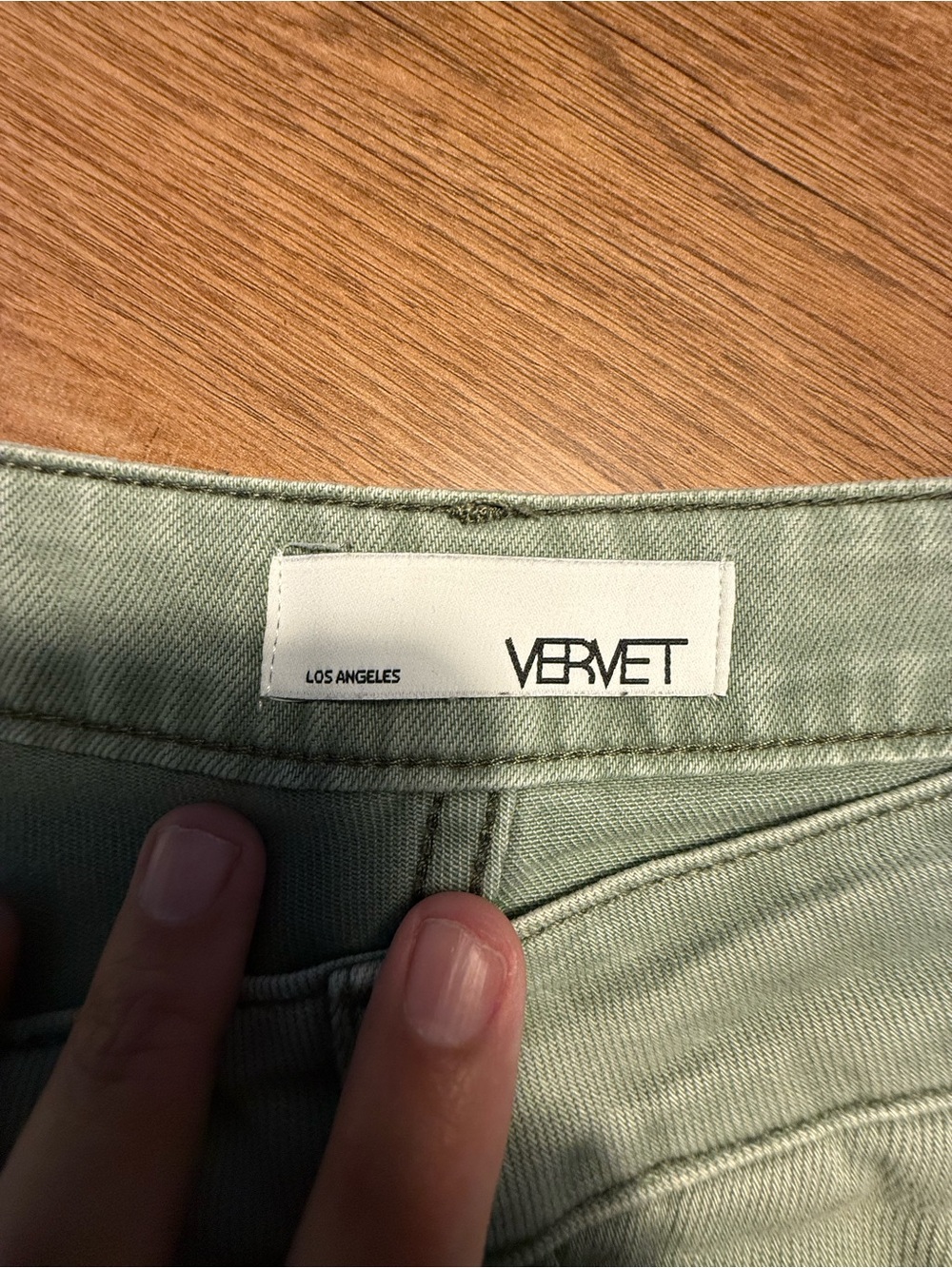 Women's Light Sage Distressed Flare Jeans - Picture 2 of 8